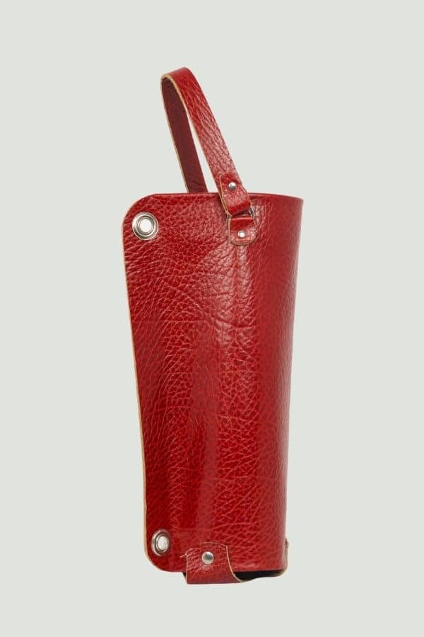 Leather Wine Bottle Carrier Ruby Made in Québec